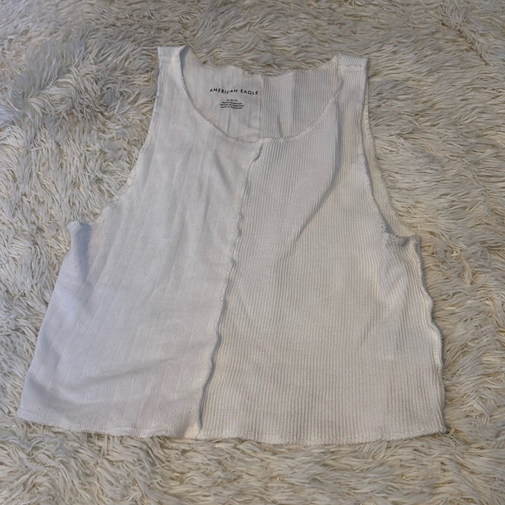 American eagle cropped split tank size medium white